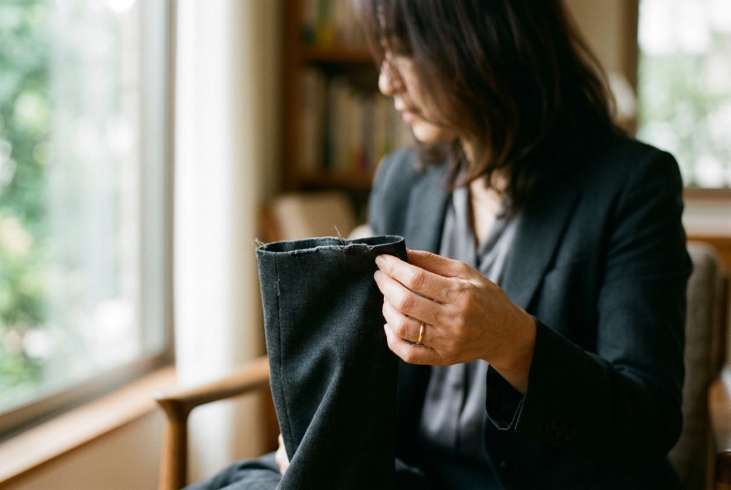 傷みが気になり始めたスーツの袖口